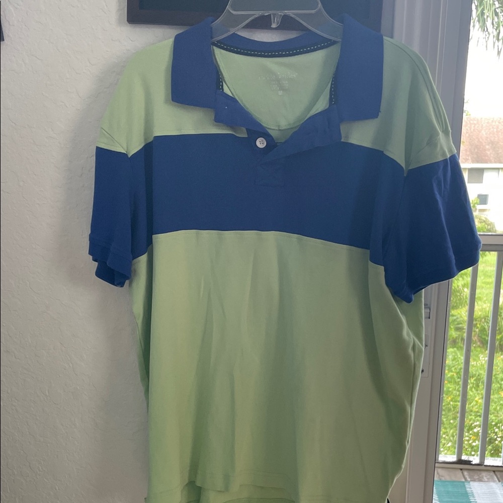 Men's Blue and Green Polo Shirt